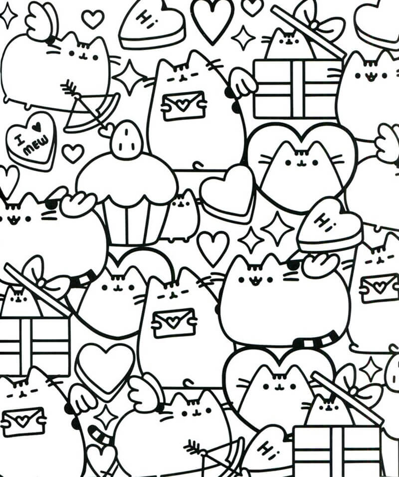 Pusheen Birthday Printable Color