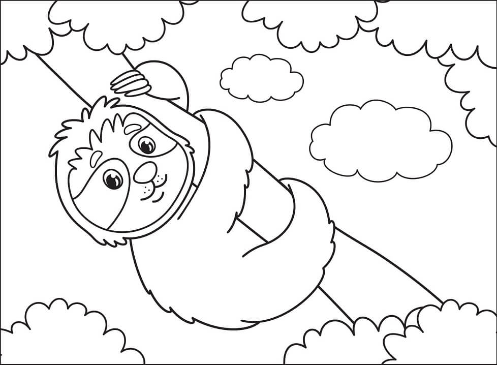 Cute Sloth Coloring Page - Free Printable Coloring Pages for Kids