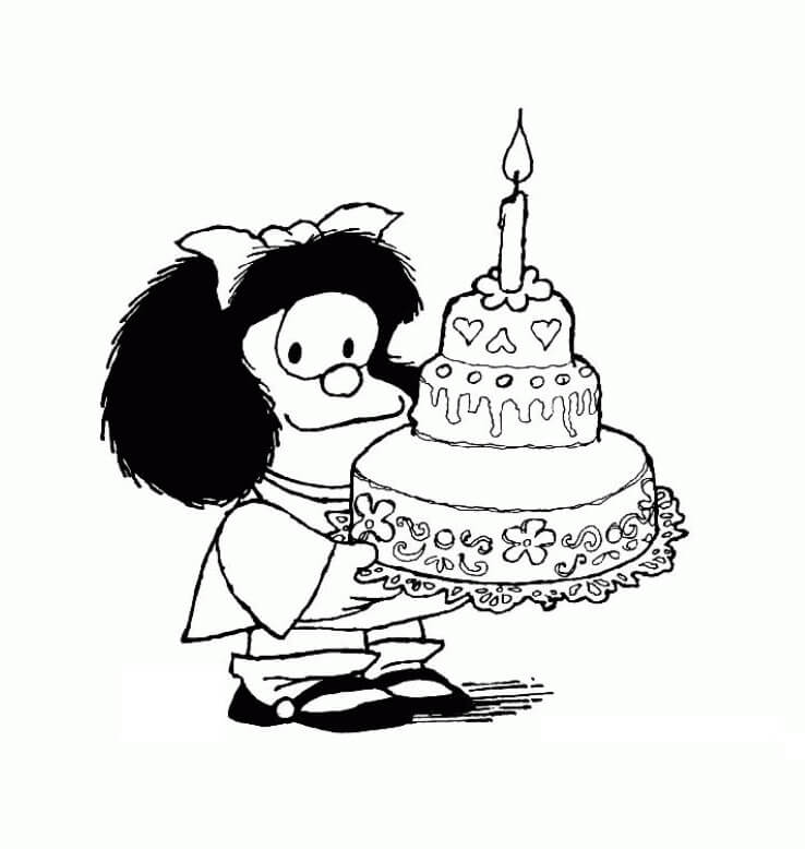 Mafalda with Birthday Cake
