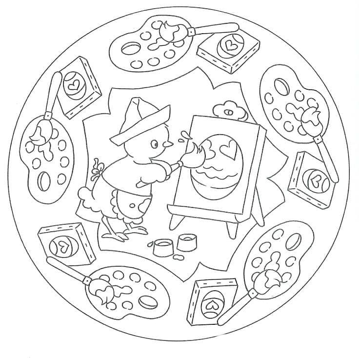 muur dichters attent Mandala Easter with Chick Coloring Page - Free Printable Coloring Pages for  Kids