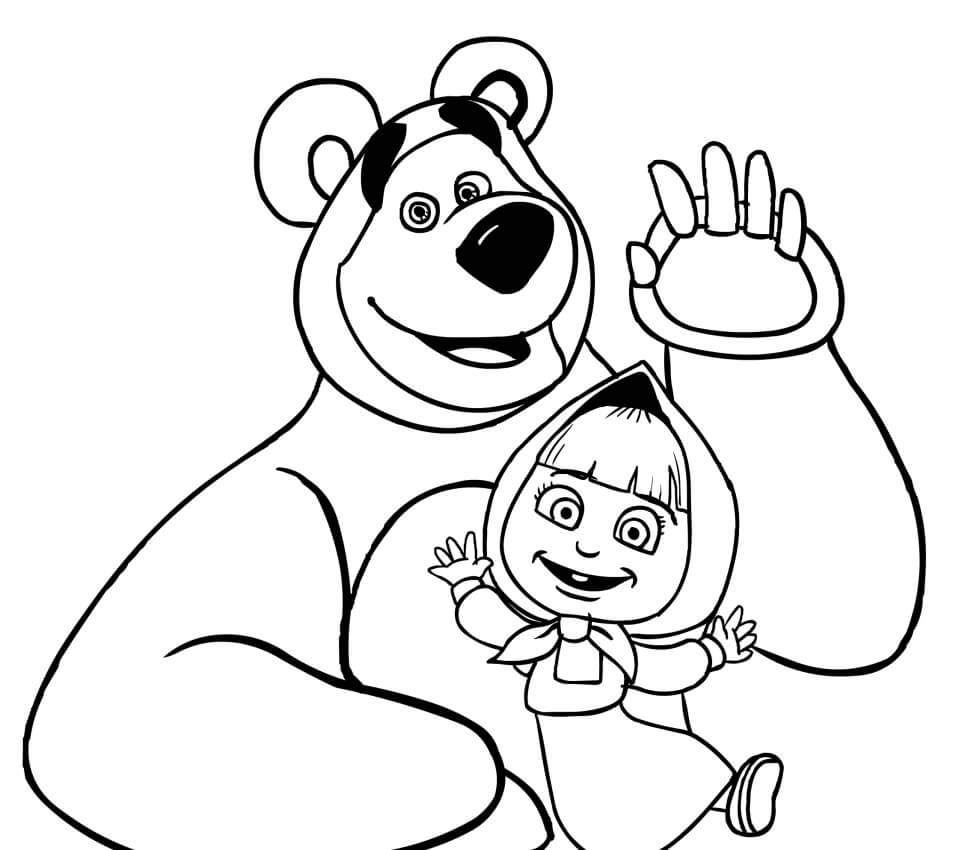 Masha and the Bear 1 Coloring Page - Free Printable Coloring Pages for Kids