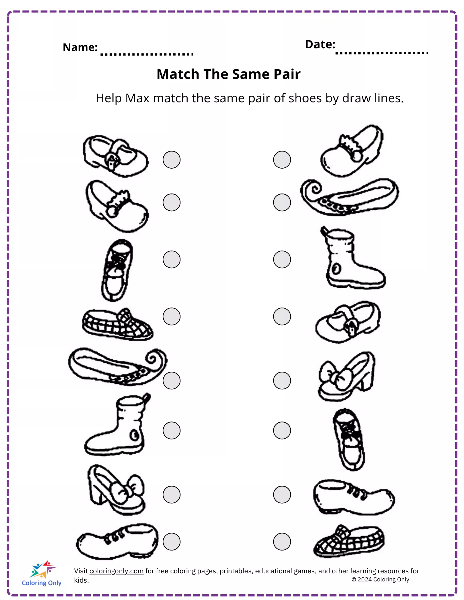 Match The Same Pair Free Printable Worksheet