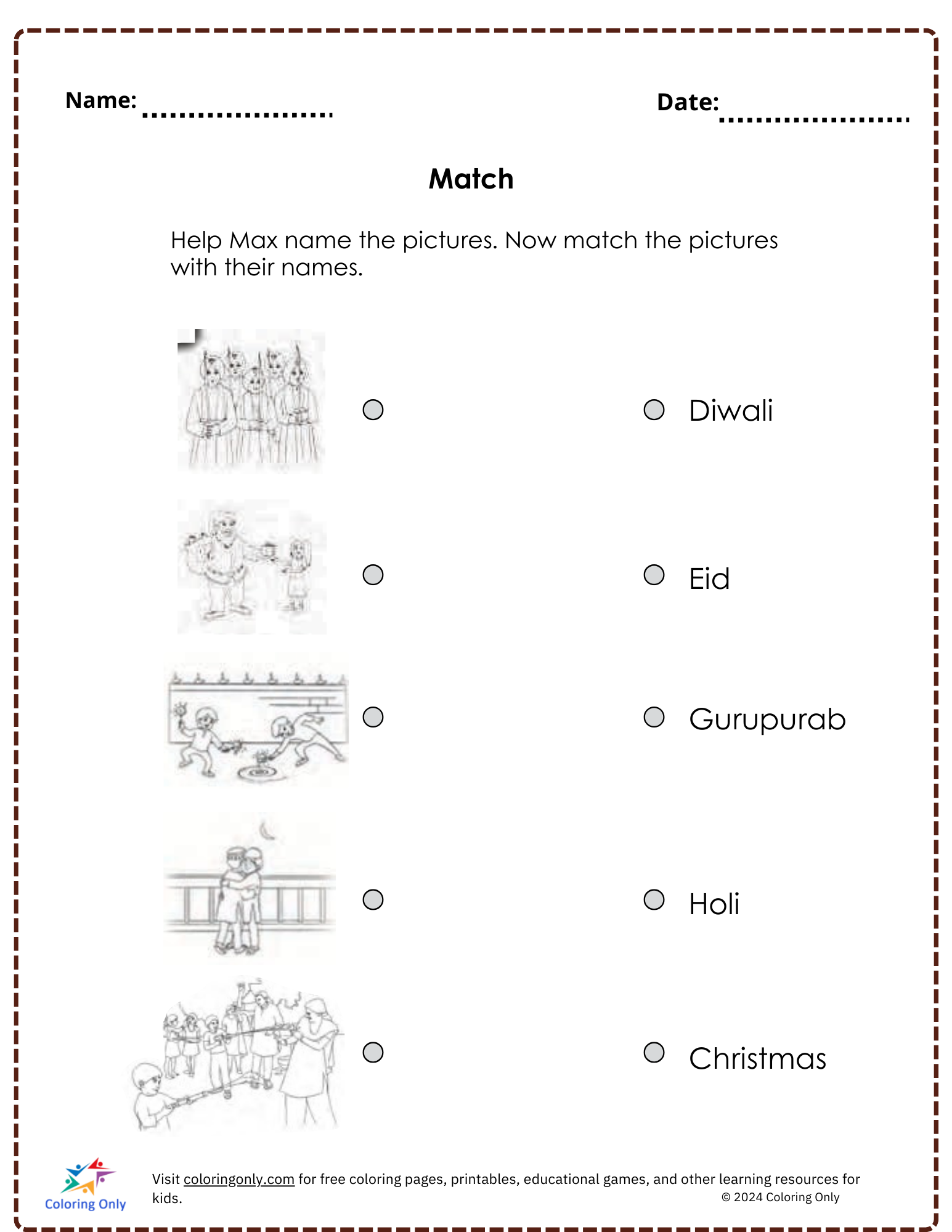 Match free Printable Worksheet