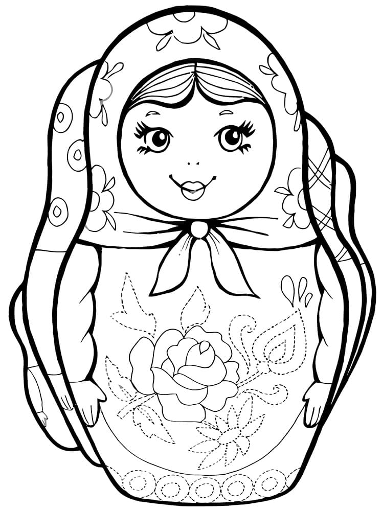 Cute Matryoshka Doll Coloring Page - Free Printable Coloring Pages for Kids
