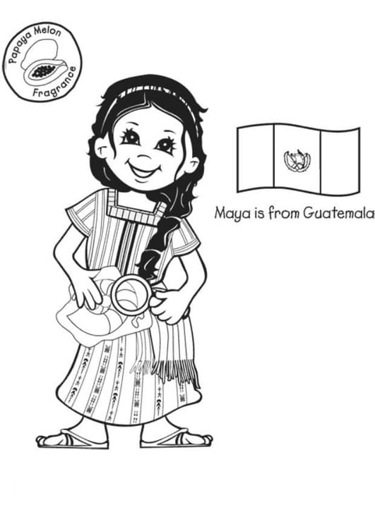 Maya Is From Guatemala coloring page