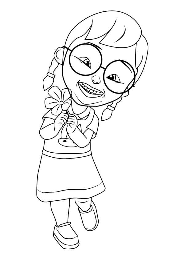Mei Mei from Upin and Ipin Coloring Page - Free Printable Coloring