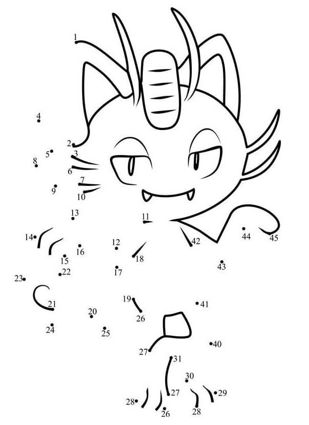 Meowth Pokemon Dot to Dot
