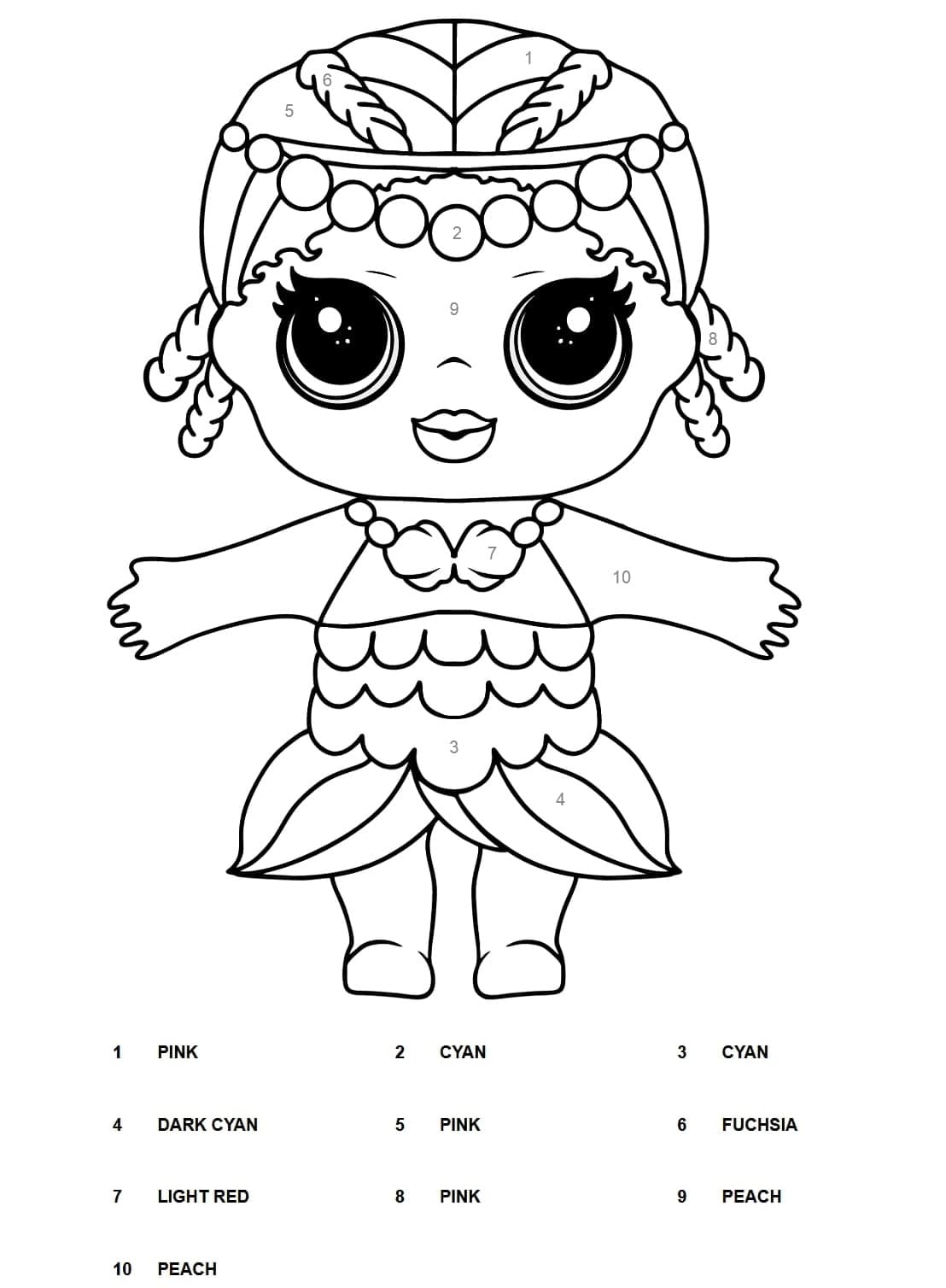 merbaby lol surprise color by number coloring page free printable coloring pages for kids