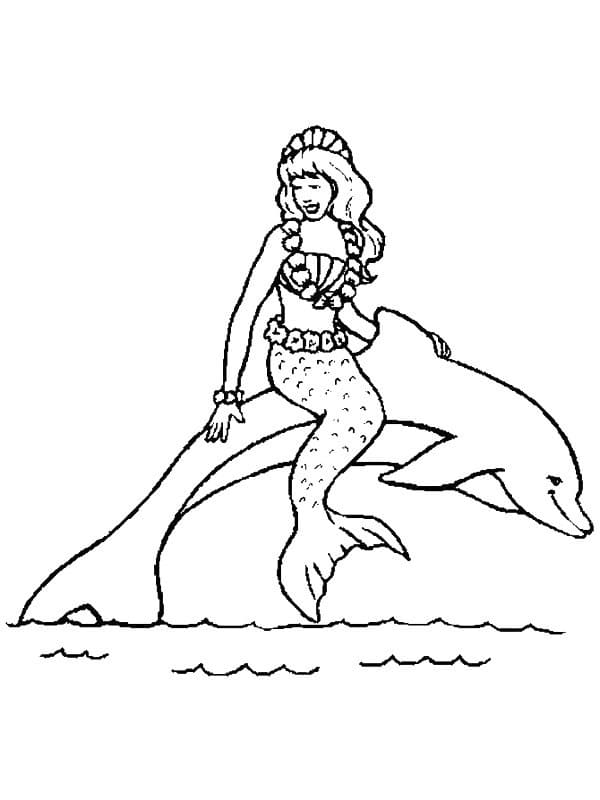 Mermaid Rides Dolphins