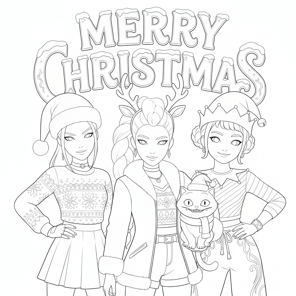 Merry Christmas Kpop Demon Hunter Coloring Page