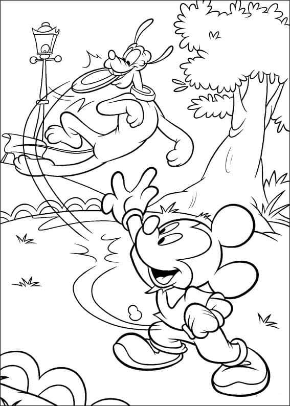 Mickey Playing with Pluto
