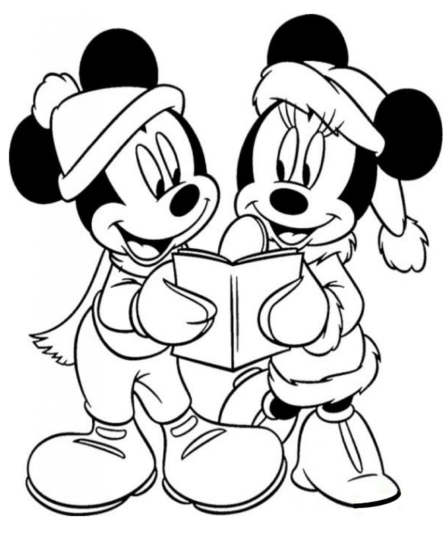 Mickey and Minnie on Christmas Coloring Page   Free Printable ...