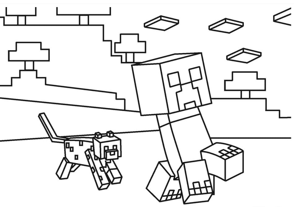 Minecraft Creeper and Ocelot