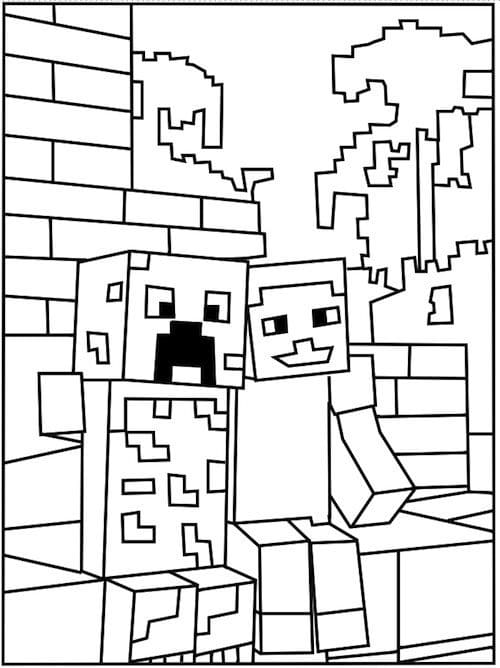 Minecraft Creeper and Steve