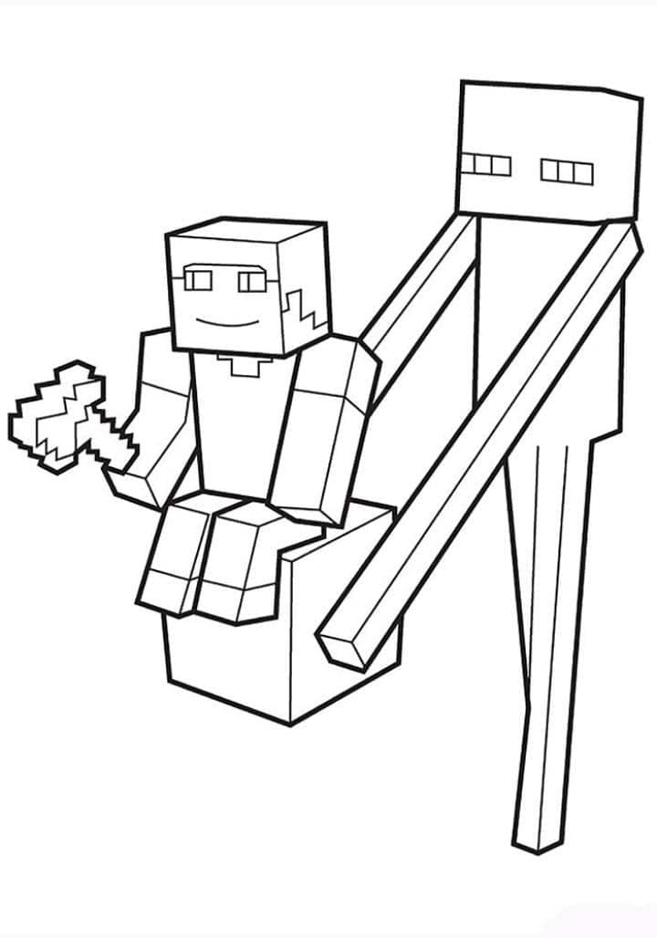 Minecraft Steve and Enderman