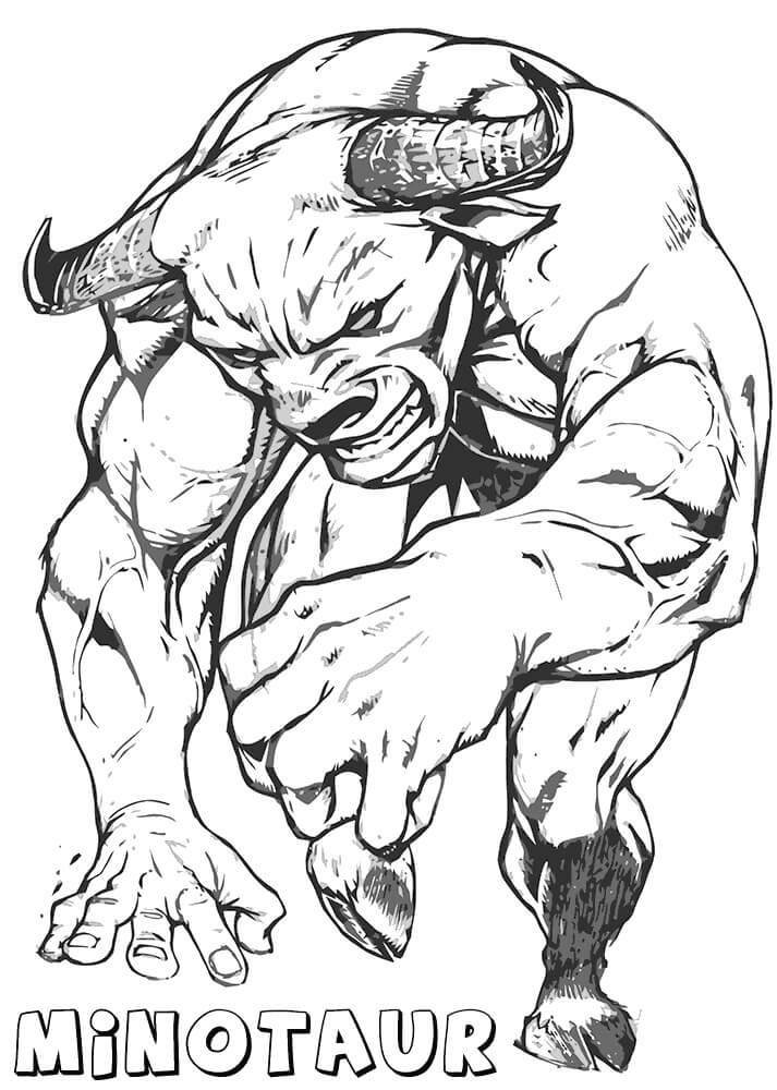Minotaur Angry Coloring Page - Free Printable Coloring Pages for Kids