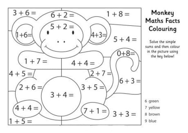 monkey math worksheet coloring page free printable coloring pages for kids