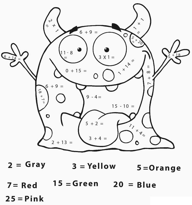 Fun Free Coloring Math Worksheets For Second Grade