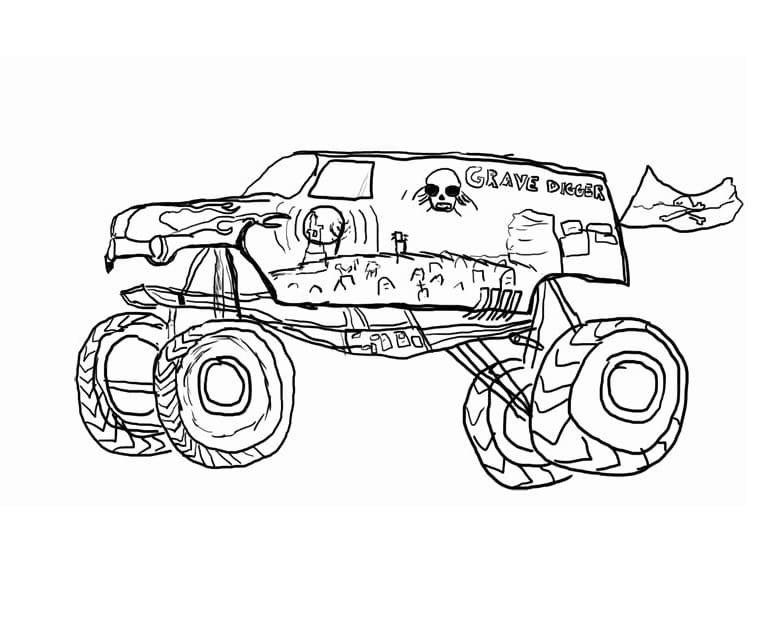 Monster Truck Grave Digger Coloring Page - Free Printable Coloring ...