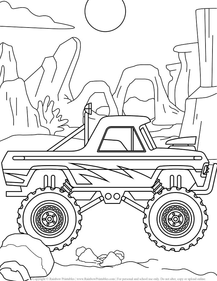 monster truck race coloring pages