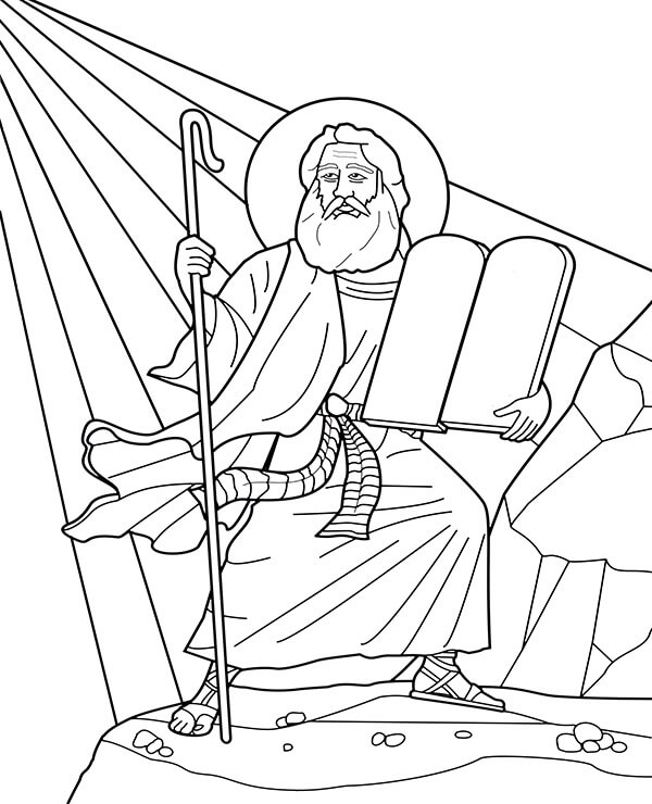 Moses With Ten Commandments Coloring Page Free Printable Coloring Pages For Kids