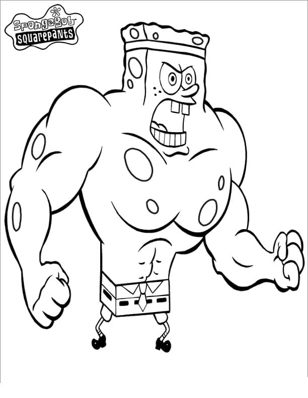 Muscle SpongeBob Coloring Page - Free Printable Coloring Pages for Kids