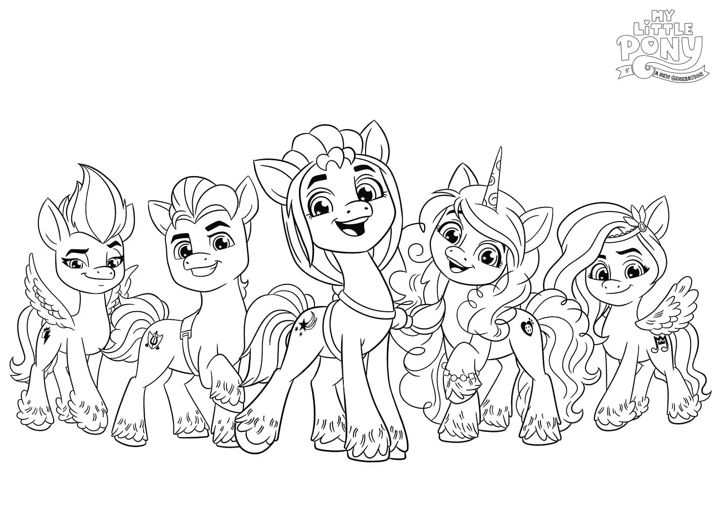 My Little Pony A New Generation Characters Coloring Page   Free ...