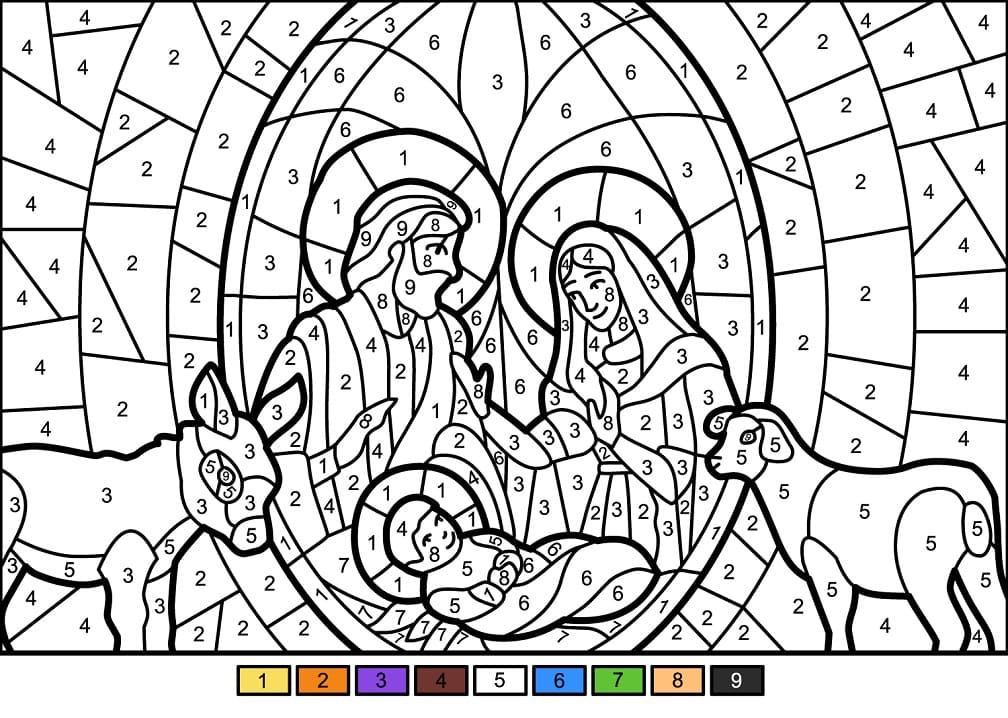 Nativity Scene Color by Number