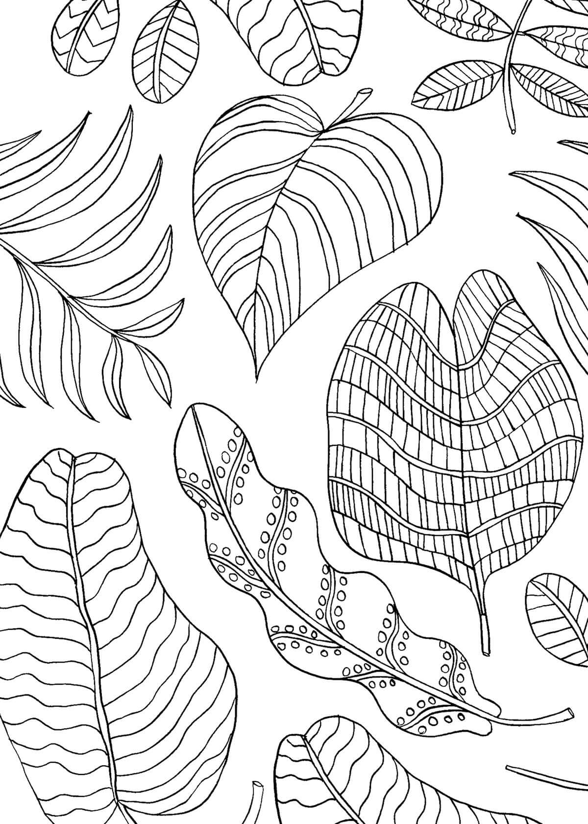 nature leaf mindfulness coloring page free printable coloring pages for kids