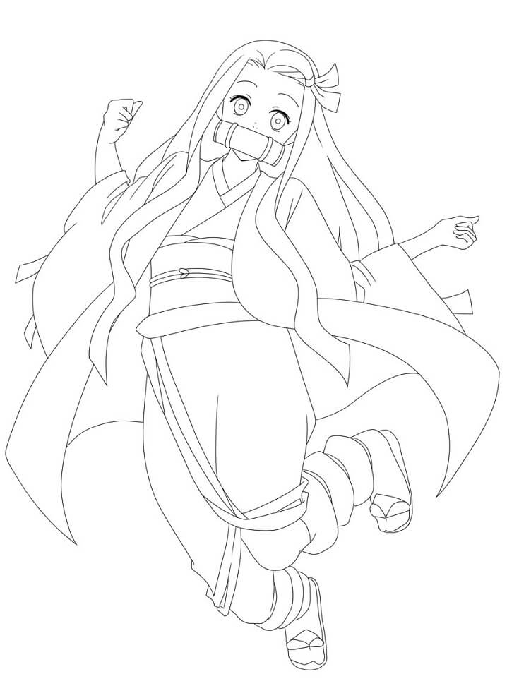 Anime Coloring Pages Nezuko - Coloring and Drawing