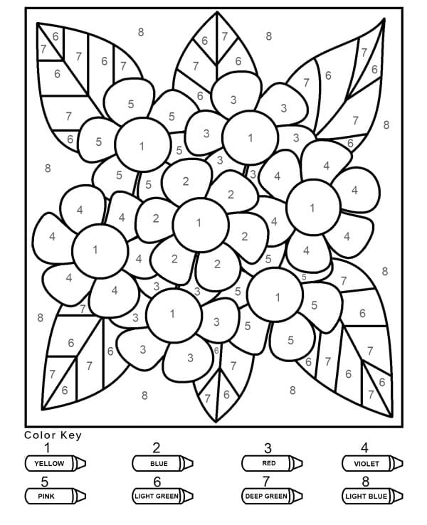Flower Pot Color By Number Coloring Page Free Printable Coloring 