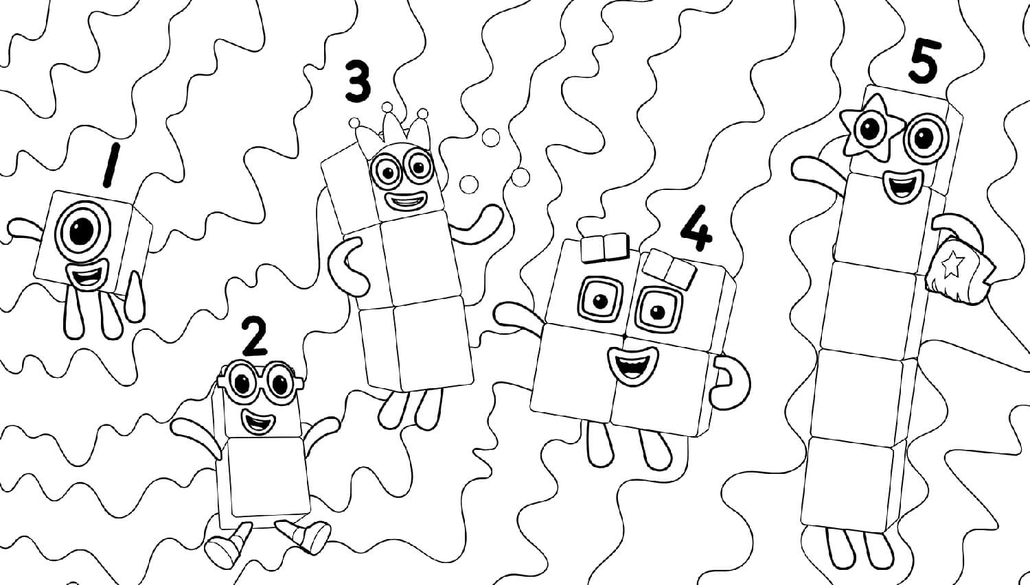 Numberblocks from 1 to 5 Coloring Page - Free Printable Coloring Pages