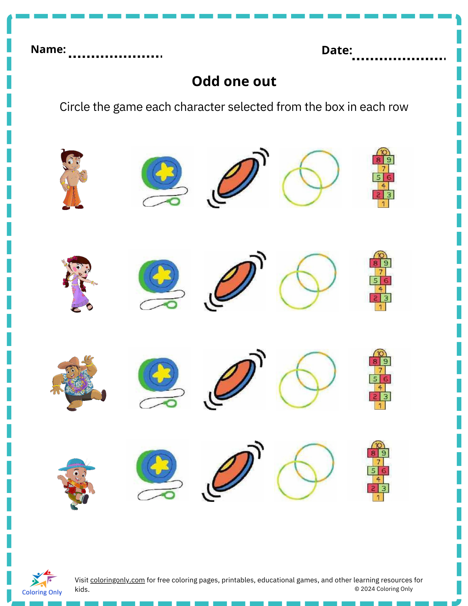 Odd one out free Printable Worksheet