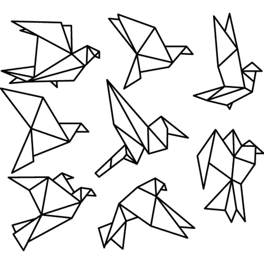 Origami Birds Coloring Page - Free Printable Coloring Pages for Kids