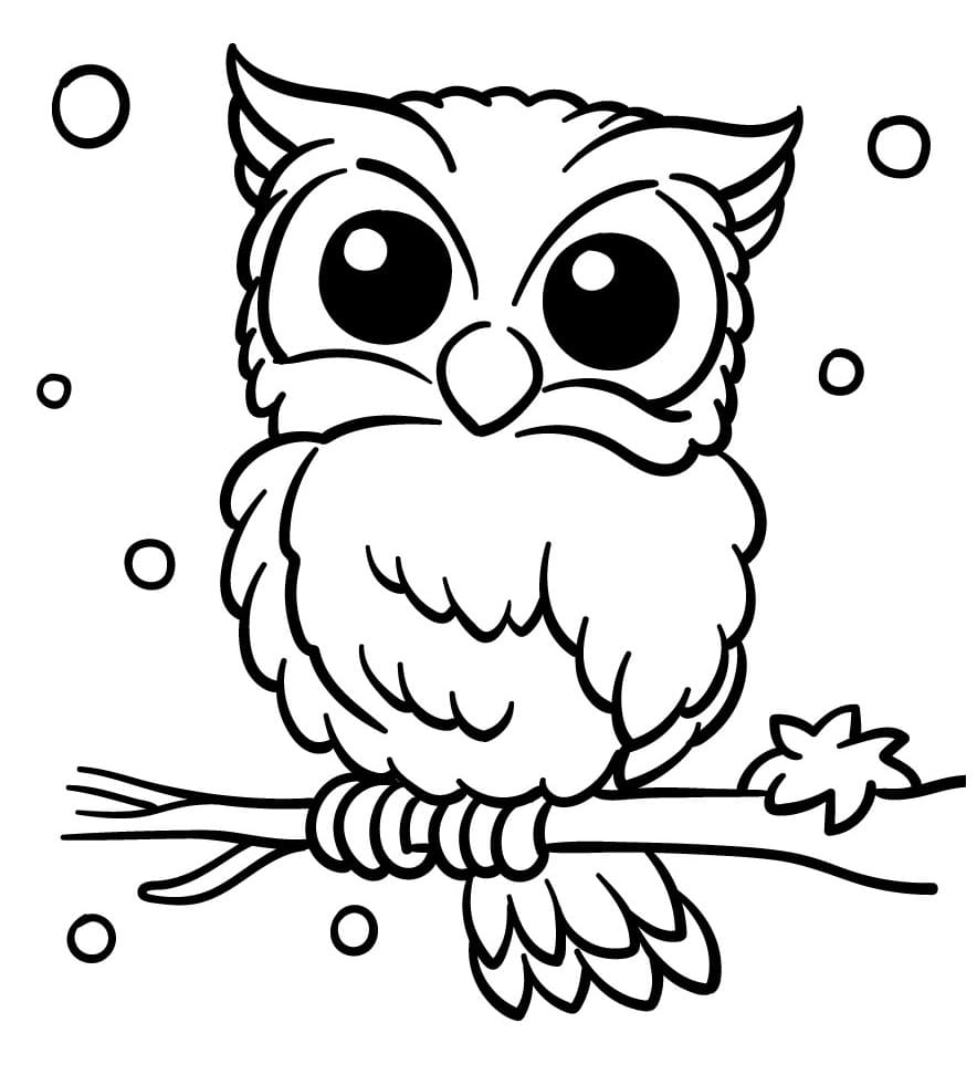 Coloring description : Download Printable Owl and Snow Coloring Page.