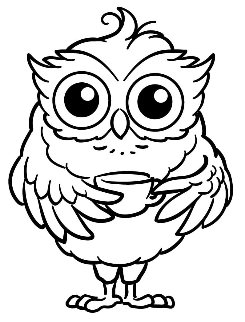 Owl with Tea Cup