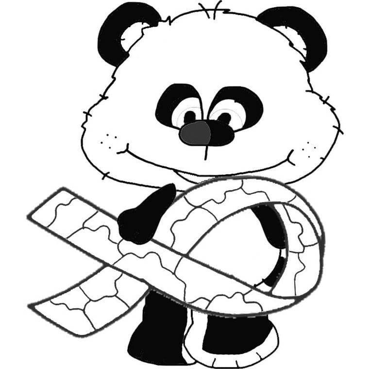 Panda with Autism Awareness Ribbon