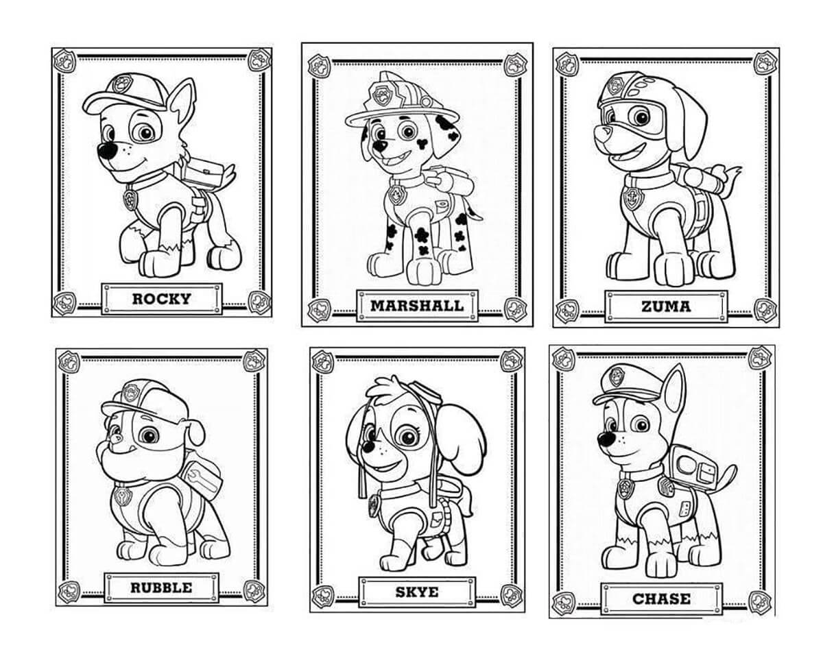 Paw Patrol Characters Coloring Pages
