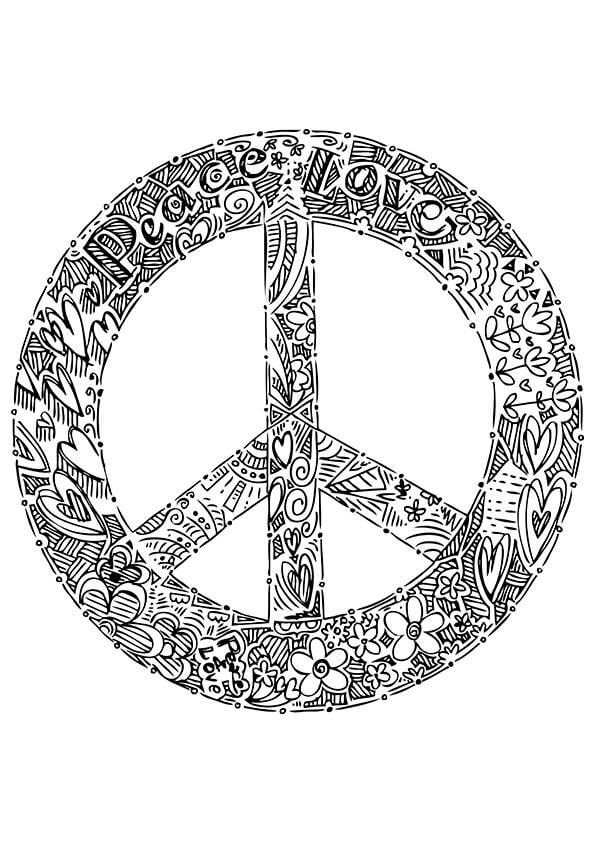 Guitar and Peace Sign Coloring Page Free Printable Coloring Pages for