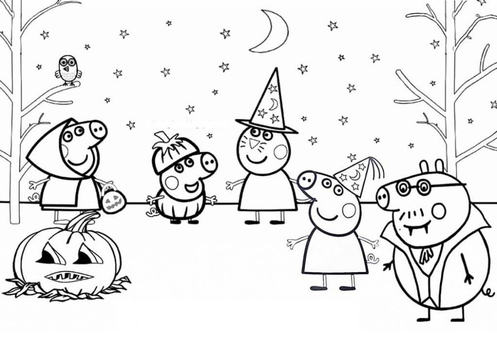 peppa pig on halloween coloring page free printable coloring pages for kids