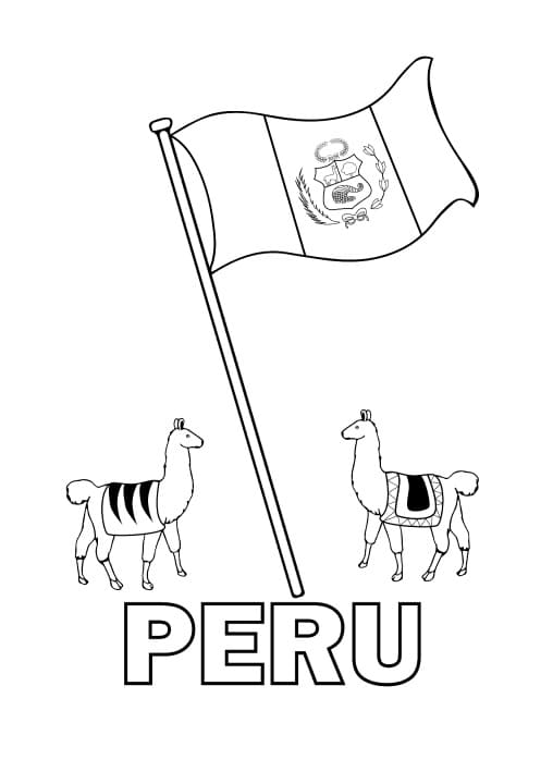 Peru Flag Coloring Pages Outline Color Flags Behind Red Arms Coat ...