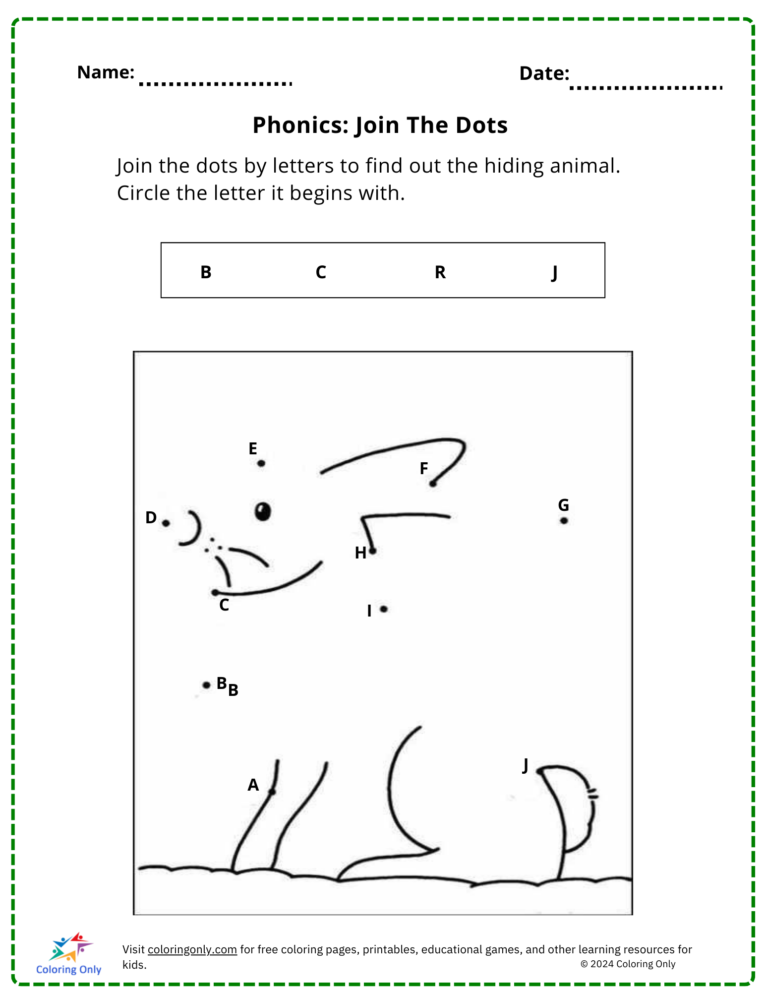 Phonics: Join The Dots free Printable Worksheet