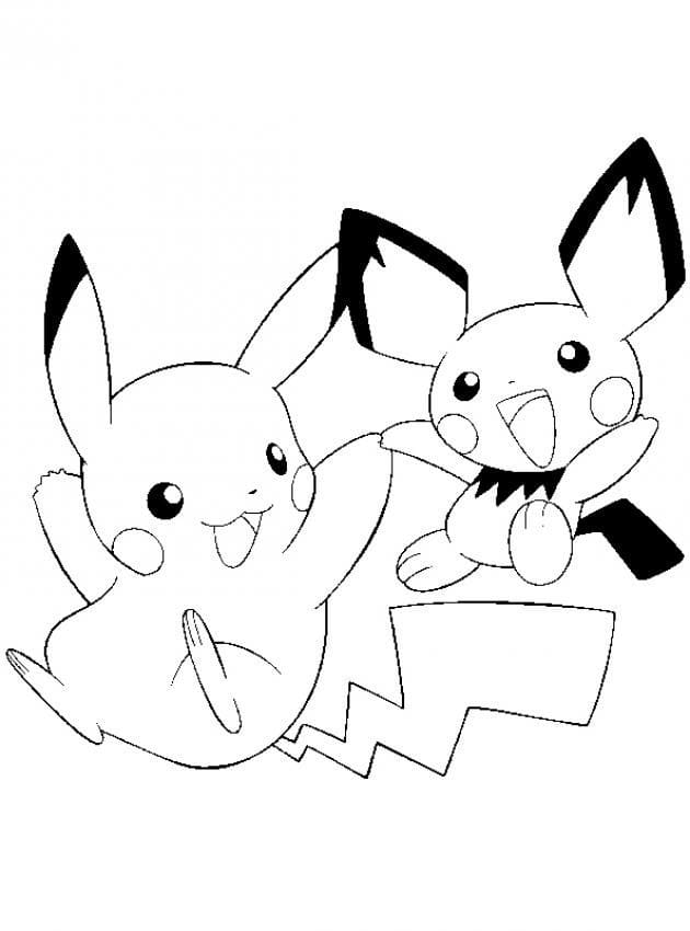 Pichu And Pikachu Färbung Seite Kostenlose Druckbare Malvorlagen Für