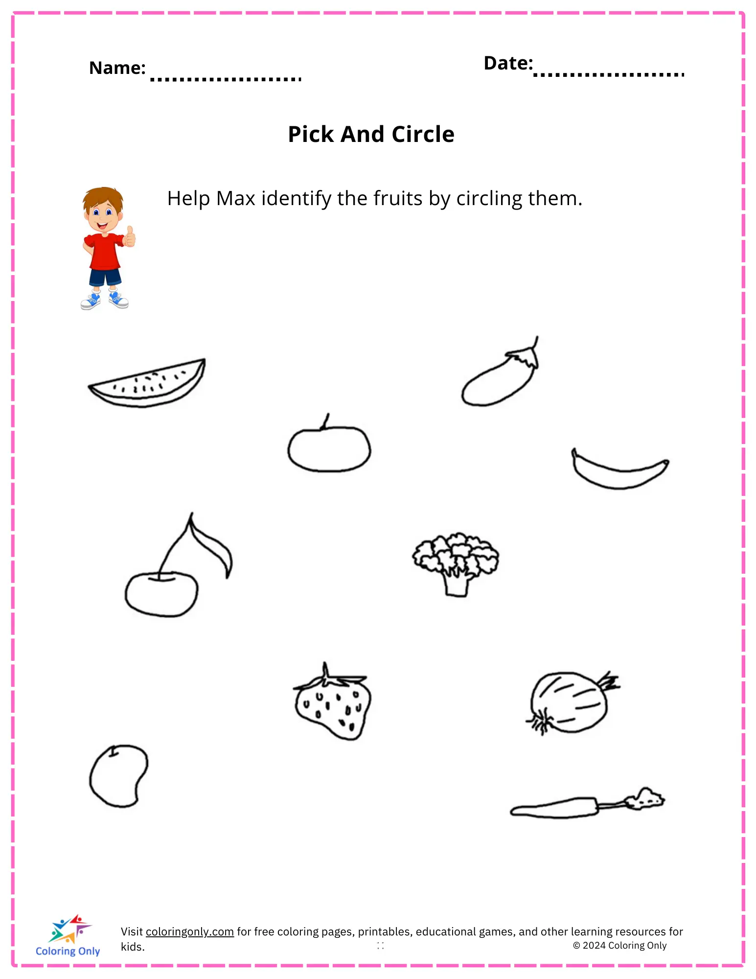 Pick And Circle Free Printable Worksheet
