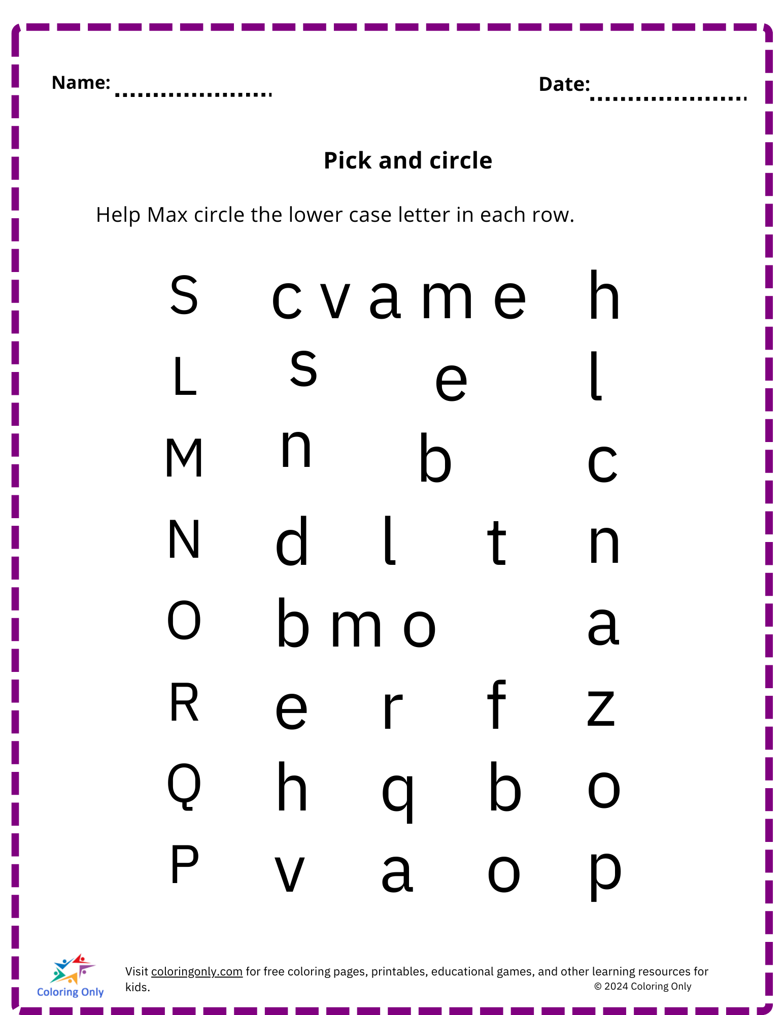 Pick and circle free Printable Worksheet