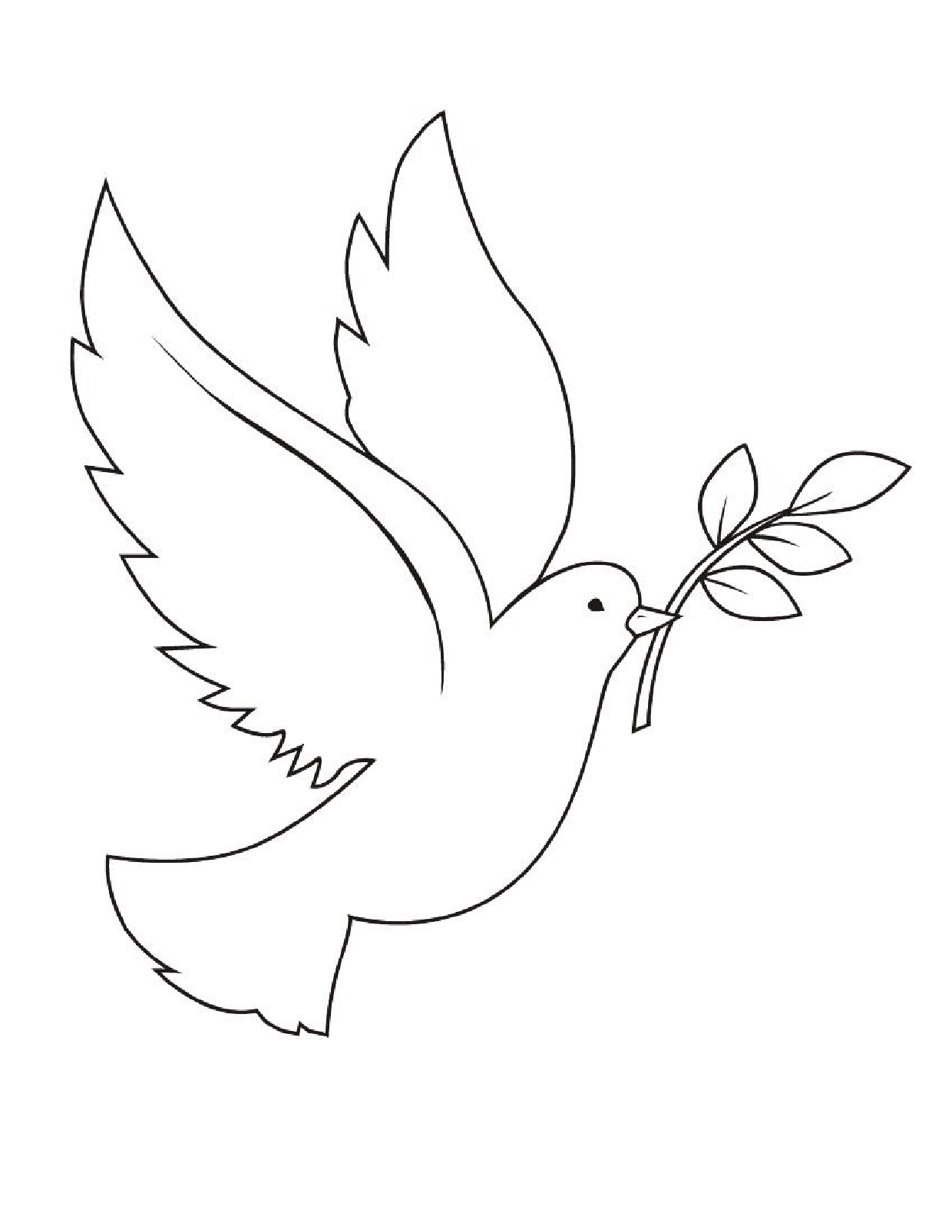 Pigeon with small branch on its beak Coloring Page - Free Printable