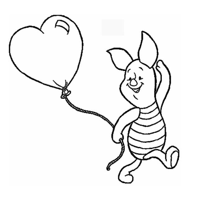 Piglet with Heart Balloon