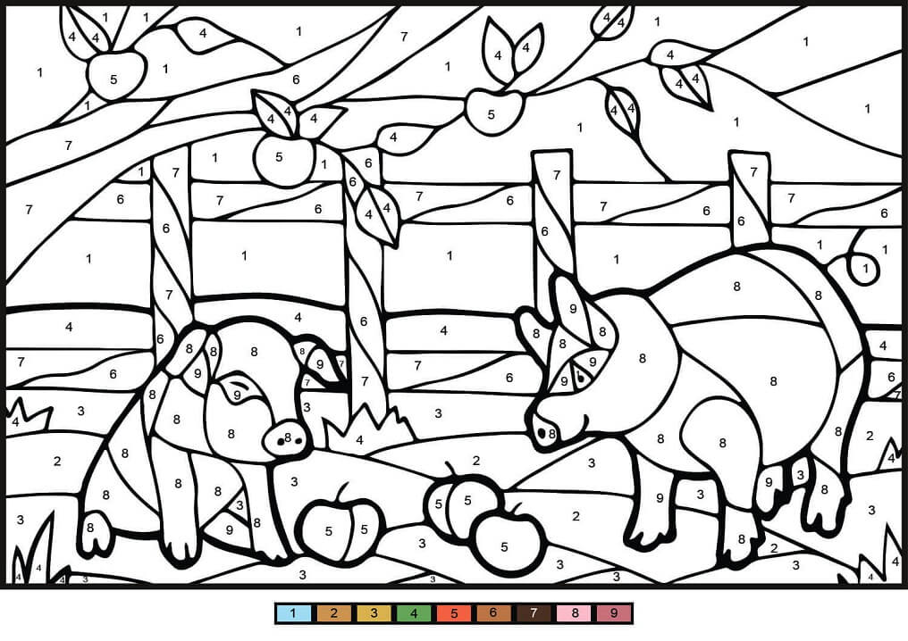 color by number free printable coloring pages for kids