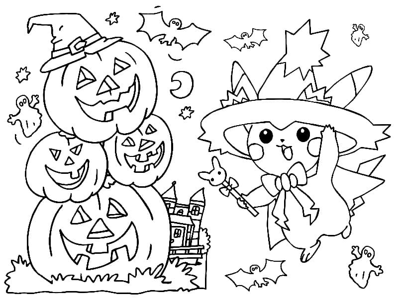 Pikachu and Halloween Pumpkins