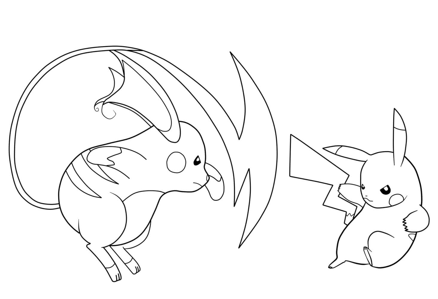 Raichu Coloring Pages.